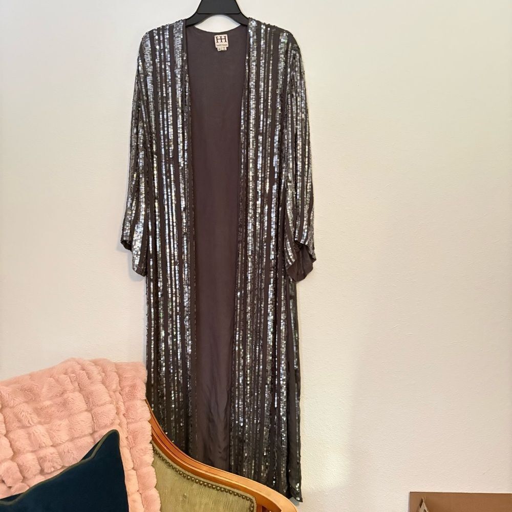 NWOT Haute Hippie Silk Sequin Duster Cardigan Long XS - Picture 8 of 8